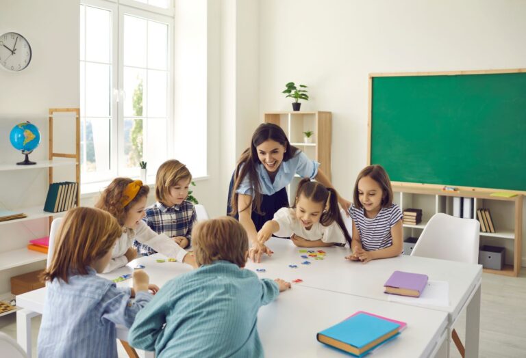 A teacher and her students play a game, bringing gamification to the classroom.